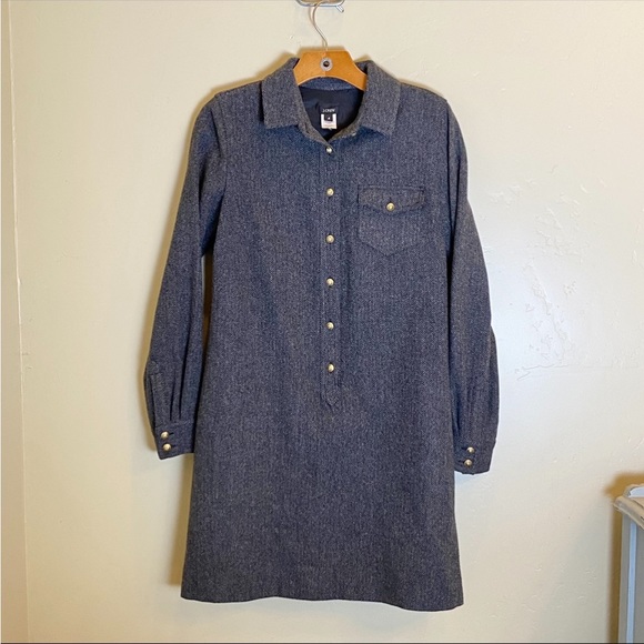 J. Crew Herringbone Wool Shirt Dress Lined
Brass Buttons Long Sleeve NWOT - Picture 4 of 12
